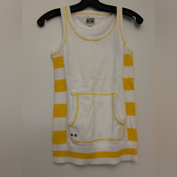 New Juniors Extra Small Yellow and White Striped Converse Top - Picture 2 of 11